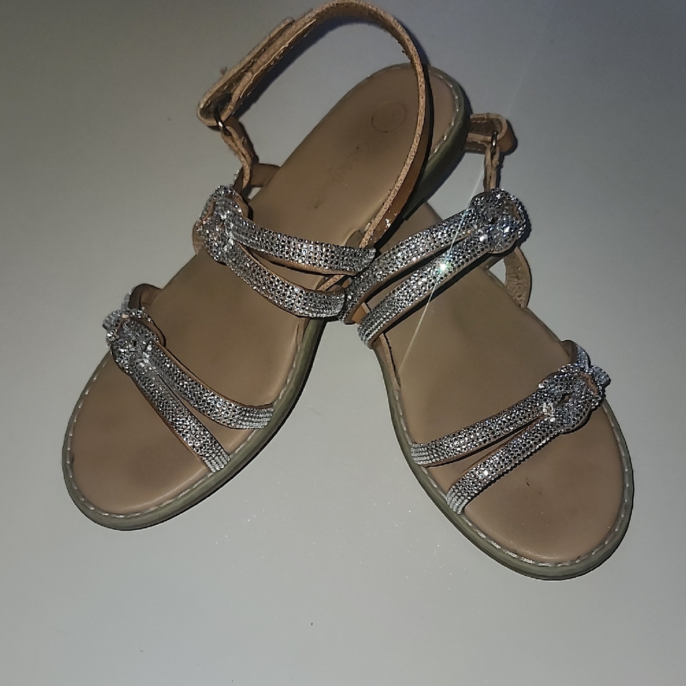 Cat & Jack Glittery Silver and Tan Kids' Sandals